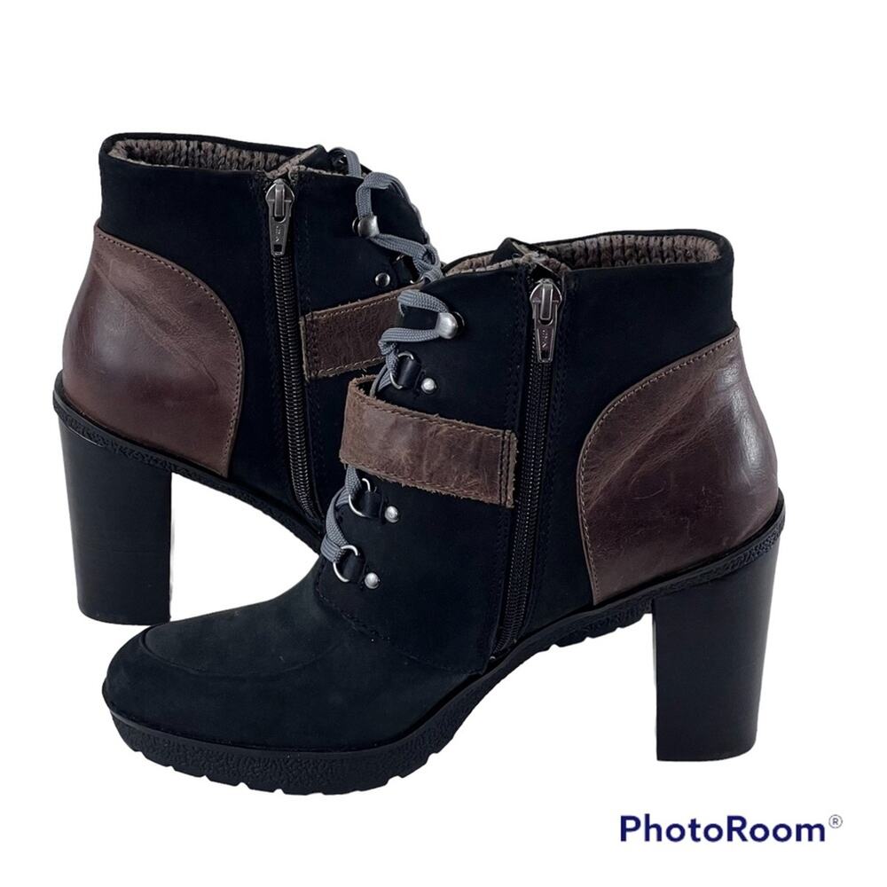 Nicole Sylvie leather lace up heeled ankle boots women size 9